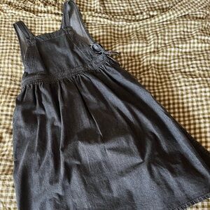 Ichi Antiquités Japanese denim pinafore apron jumper dress gray OS EEUC amazing!